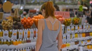 girl shopping groceries supermarket